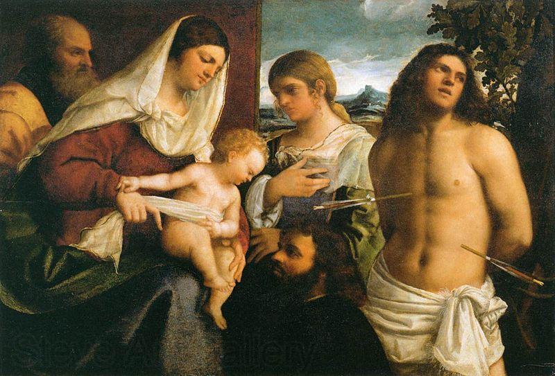 Sebastiano del Piombo La Sainte Famille avec sainte Catherine Norge oil painting art